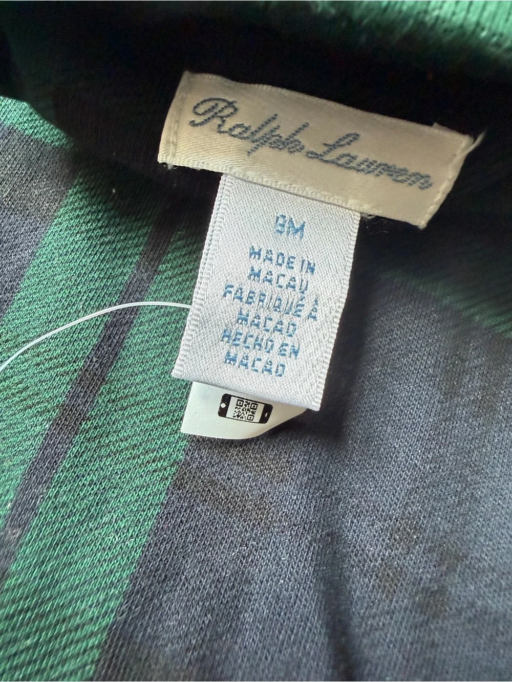 Ralph Lauren Green & Navy Plaid Cotton Baby One-Piece